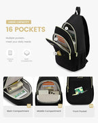 LOVEVOOK Sling Bag for Women, Sling Backpack Crossbody Bag Convertible, Small Diaper Bag Hiking Daypacks Water-resistant, Travel Shoulder Bag Chest Bag, All Polyester Black