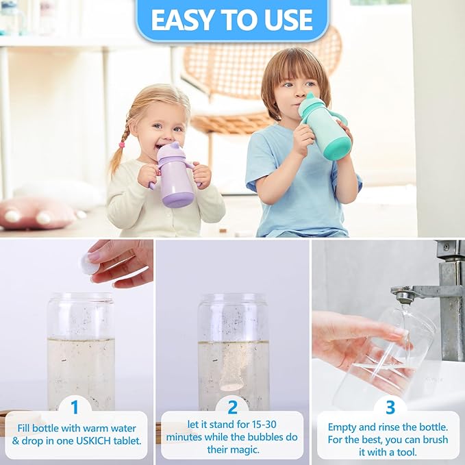 96Pack Water Bottle Cleaning Tablets, Bottle Bright Clean Stainless Steel, Thermos, Tumbler, Insulated and Reusable Water Bottles,Removes Stubborn Stains and Odors