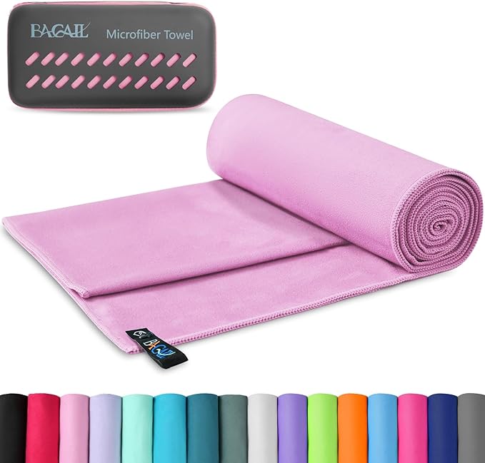 BAGAIL Camping Towel with EVA Case, Compact & Ultra Soft Microfiber Travel Towel - Super Absorbent & Lightweight Quick Dry Towels for Sports, Beach, Gym, Backpacking, Hiking and Yoga