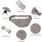 MAXTOP Large Crossbody Fanny Pack with 4-Zipper Pockets,Gifts for Enjoy Sports Festival Workout Traveling Running Casual Hands-Free Wallets Waist Pack Phone Bag Carrying All Phones