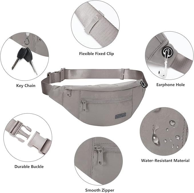 MAXTOP Large Crossbody Fanny Pack with 4-Zipper Pockets,Gifts for Enjoy Sports Festival Workout Traveling Running Casual Hands-Free Wallets Waist Pack Phone Bag Carrying All Phones