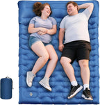 Double Sleeping Pad for Camping, Extra Thick 6 Inch Sleeping Mat Camping for 2 Person Self Inflating Camping Pad with Built-in Pillow & Foot Pump Inflatable Camping Mat for Backpacking Hiking Tents
