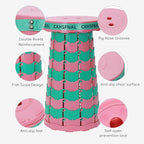 Upgraded Portable Foldable Stool,Folding Camp Stool,Lightweight Sturdy 400lbs Load Capacity Collapsible seat Height Adjustable for Fishing Hiking Picnic Hunting Party BBQ Indoor (Pink Green)