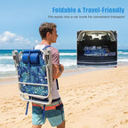 SUNNYFEEL Low Beach Chair 2 Pack, 5-Position Lay Flat Reclining, Backpack Portable Folding Chairs with Cooler Bag & Cup Holder, Heavy Duty 350 LBS, Compact for Beach, Camping, Travel