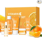 Skincare Gift Set for Teenage Girls,Vitamin C Skin Care Set - 6 Piece Gentle Skin Cleaning & Care Travel Size Kit With Cleanser, Toner, Face Serum,Eye Cream,Sunscreen,Face Cream Brighten Face Care Kit