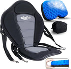 NEW-Vi Deluxe Kayak Seat with Gel Cushion & Storage Bag - Padded Ergonomic Backrest for Kayak, Canoe, SUP, Fishing Boat - Anti-Slip & Waterproof