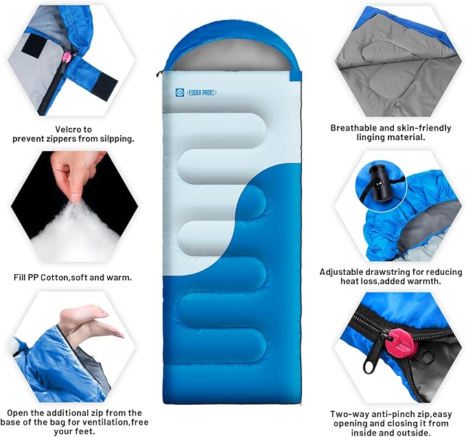 Sleeping Bags for Adults&Kids,Lightweight Waterproof Warm Weather Sleeping Bag,Compact Portable Sleeping Bag for Camping,Essentials Gear for Camping Hiking Outdoor Travel
