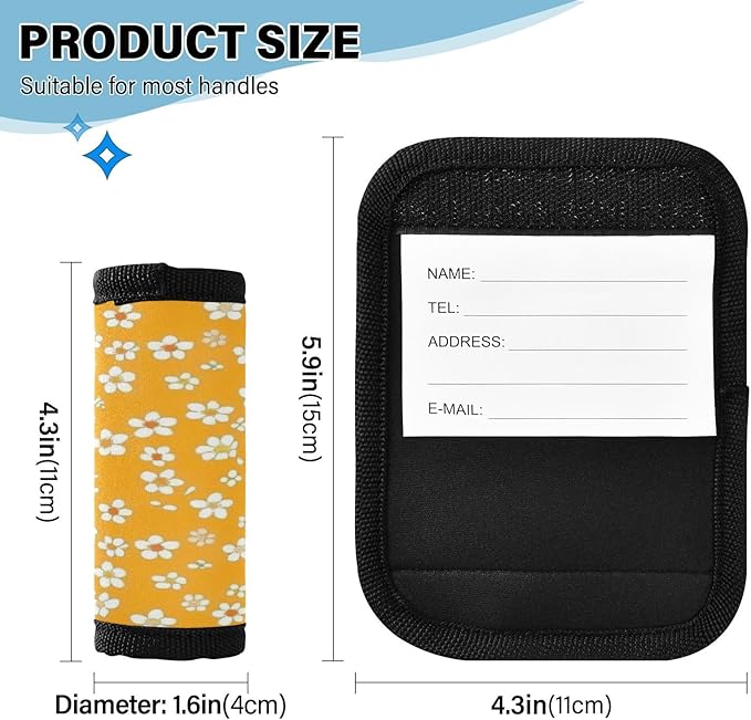 Qilmy Fresh Style Floral Fragments Luggage Handle Wrap 2Pack Luggage Identifiers Tag Comfort Handle Grips Cover for Stroller Suitcase Bag Airplane Travel Accessories1562