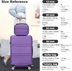 Kono Suitcase Set 3 Piece Luggage Set Expandable(only 28") Carry On Hardside Luggage with TSA Lock Spinner Wheels (Purple, 6 piece set)