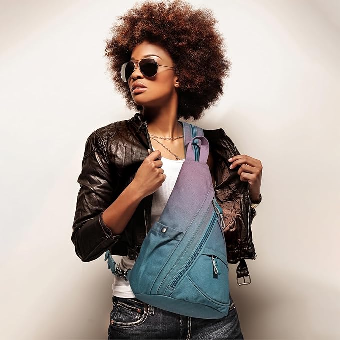 KL928 Canvas Sling Bag - Small Crossbody Backpack Shoulder Casual Daypack Rucksack for Men Women(Large Version)