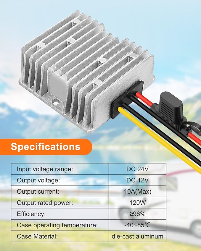 DC 24V to 12V 10A 120W Step Down Buck Converter Voltage Regulator with Low Voltage Protector