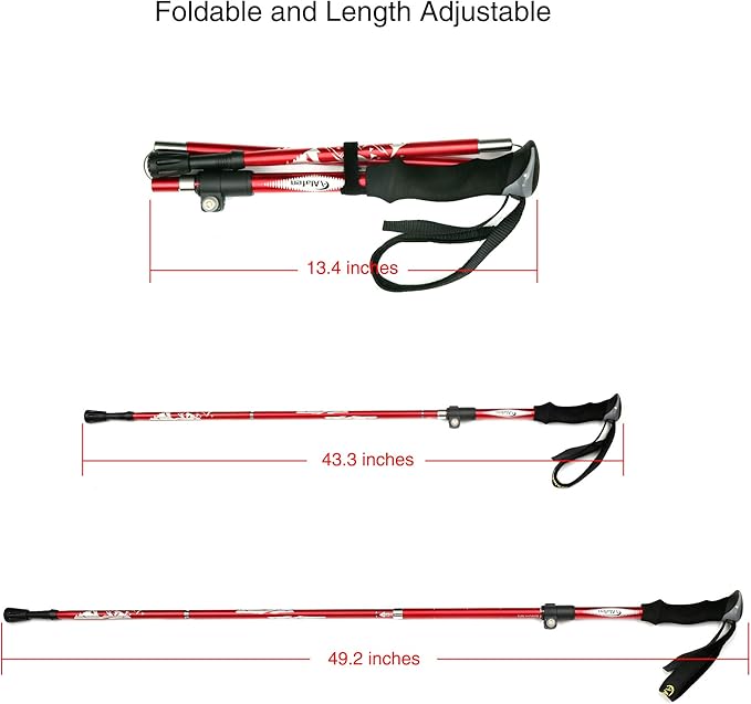 Aluminum Collapsible Ultralight Travel Trekking Hiking Pole for Men and Women (Fits 5'3" - 6'2")