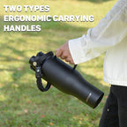 Water Bottle 40oz, Insulated Water Bottle with Handle & Straw Lids, Stainless Steel Water Bottles Fits in Any Car Cup Holder, Travel Cup Double Wall BPA-Free Leak-proof to Keep Cold &Hot