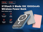 X Blade 10K Slim Magnetic Power Bank - 10000 mAh – MagSafe Portable Charger for iPhone and Samsung, Wireless Fast Charging USB-C PD 20W, Ultra Thin Metal Design, Rose Gold