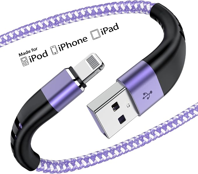 Essri for Phone Charger Cord 3FT 2Pack,USB to Lighting Cable 3 Feet, Nylon Braided Long Charging Cable 3 Foot Compatible with iPhone 14/13/12/11/X/XS/XR/16/Pad - Purple