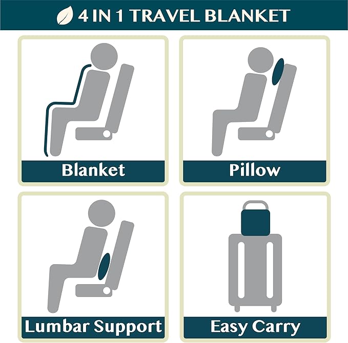 PAVILIA Travel Blanket and Pillow, Arms Opening Airplane Blankets for Adults, Compact Plane Blanket with Arm Hole 2-in-1 Bag for Flight Car Camping Fit in Luggage Backpack Traveler Gift, Pink