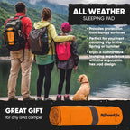 POWERLIX Double Inflatable Sleeping Pad - Camping Mattress for Backpacking, Hiking Traveling, Compact Camping Sleeping Mat for 2 Person, Portable Ultralight Camping Pad Air Mattress Orange