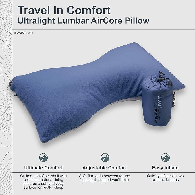 COCOON- Premium - Ultralight Lumbar Pillow - Indigo Blue