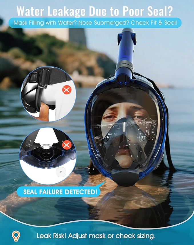 Greatever G2 Full Face Snorkel Mask with Latest Dry Top System,Foldable 180 Degree Panoramic View Snorkeling Mask with Camera Mount,Safe Breathing,Anti-Leak&Anti-Fog