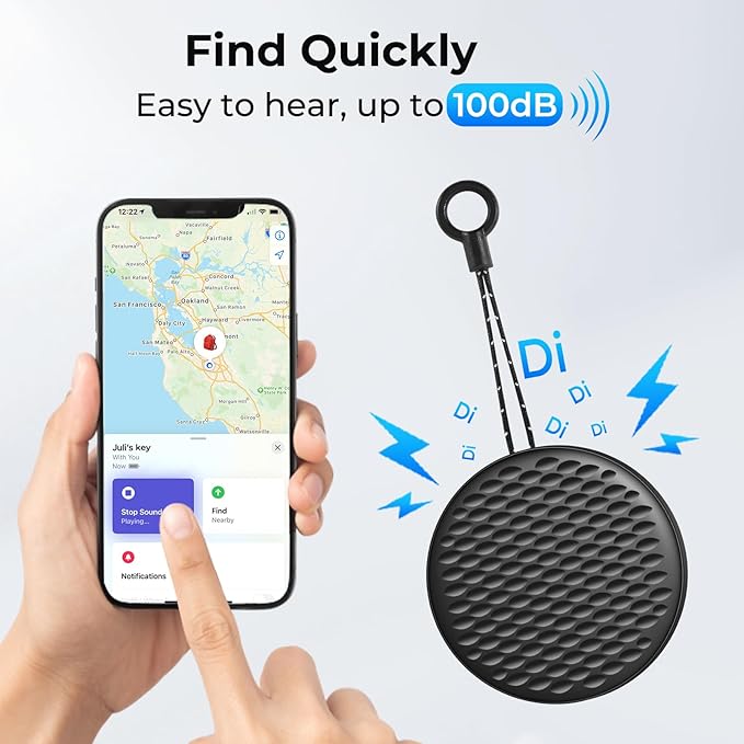 Air Tracker Tags-4 Pack, Bluetooth Tracker for Apple Find My (iOS Only), Smart Tracking Tag with 100dB Sound and Replaceable Battery, Key Finder Item Locator for Luggage Keys Wallet Backpack (Small)