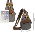 KouLi Buir Canvas Sling bag,Small Crossbody Backpack,Convertible Chest Bag Casual Daypack For Outdoor Cycling Hiking Travel (B3611-D.Grey-N)