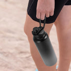 HASLE OUTFITTERS 40oz Stainless Steel Water Bottle, Vacuum Insulated Double Walled Leak Proof Sports Water Bottle with 2 Lids (Straw and Spout Lid) Thermo Mug Keep Cold and Hot(Black Gray Gradient,1)