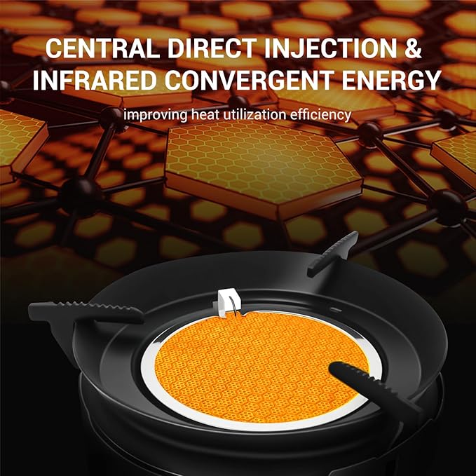 Camping Stove 3600W Portable Backpacking Stove with Piezo Ignition, Fuel Canister Adapter Windproof Gas Stove for Camping Hiking Outdoor Cooking