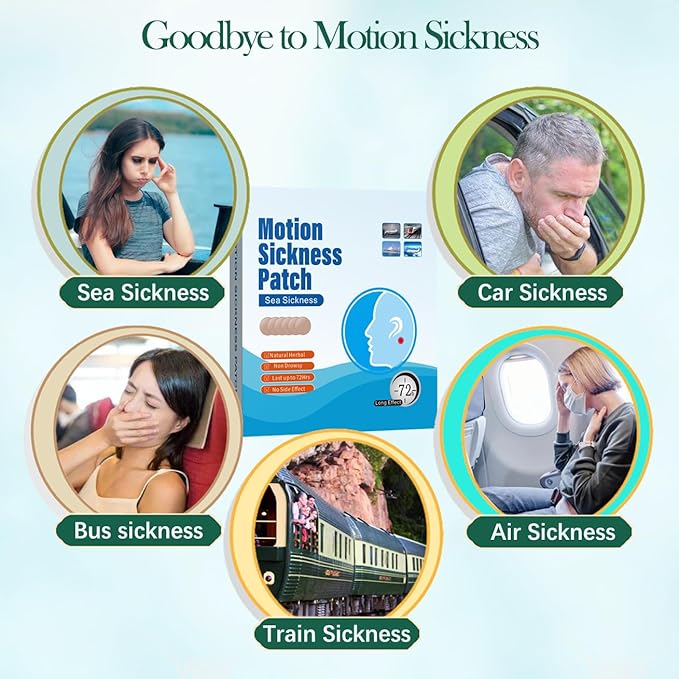 Motion Sickness Patches for Cruise 14PCS - Motion & Sea Sickness Patches Non drowsy Behind Ear for Adults and Kids - for Dizziness NauseaandVertigo.