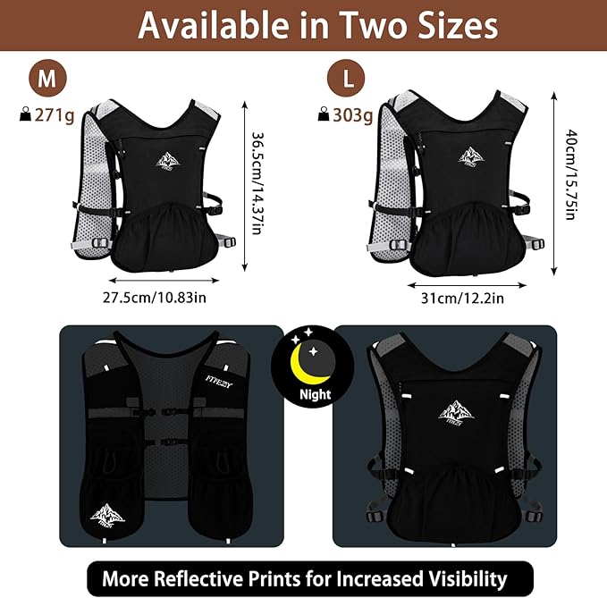 Running Hydration Vest for Women Men - Waterproof Running Water Backpack Hydration Pack with 12 Pockets, Lightweight Water Vest for Hiking Trail Cycling Marathon Race