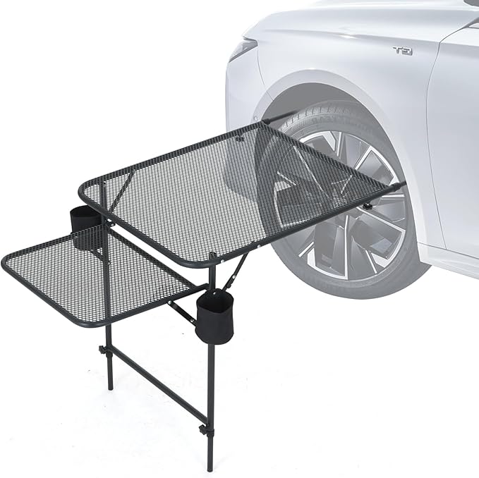 Nice C Tailgate Table, Car Desk, Tailgate Table, Car Camping, Camping Tables, Overlanding Gear, Vehicle Tables, Adjustable Height & Length, Lightweight
