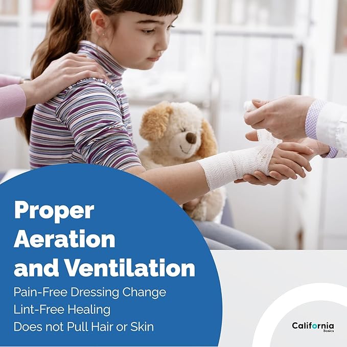 California Basics 48-Pack Gauze Bandage Roll with Tape, 4 Inches x 4 Yards - Soft, Stretchable & Breathable Wrap for Wound Care, First Aid & Medical Supplies - White