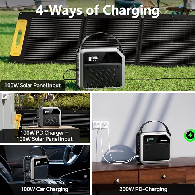 Portable Solar Power Station 270Wh/72000mAh, 268W Max Output, 2×100W USB-C PD, LiMnFePO4 Battery with Spotlight for Hiking, Traveling & Emergency, Drone Charging, Compact Power Stations