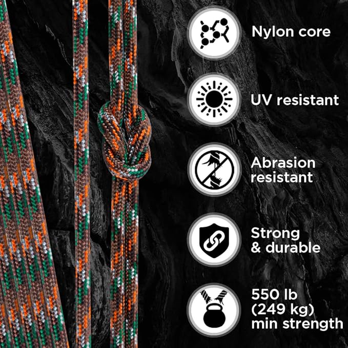 TECEUM 5/32" Paracord Rope 1000 – 1000ft / 200ft / 100ft / 50ft – Tactical Parachute Cord 4mm – 45+ Colors – Nylon String for Survival & Camping Gear – Stripe Cord for Survival – Utility Rope