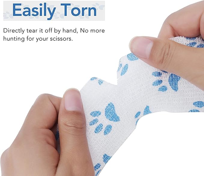 RISEN Cohesive Bandage 2” x 5 Yards, 6 Rolls, Self Adherent Wrap Medical Tape, Adhesive Flexible Breathable First Aid Gauze Ideal for Stretch Athletic