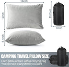 2 Pack Camping Pillow for Sleeping Shredded Memory Foam Travel Pillow with Storage Bag, Compressible Portable Pillow for Outdoor Camp Backpacking Hiking Essential Gear (Grey,Small)