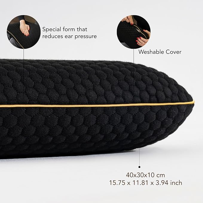 Travel Memory Foam Pillow for Sleeping, Comfortable Camping Pillow, 15.75x11.81x3.94 inches, Easy to Carry Portable Bag, Soft, Breathable, Washable Pillowcase