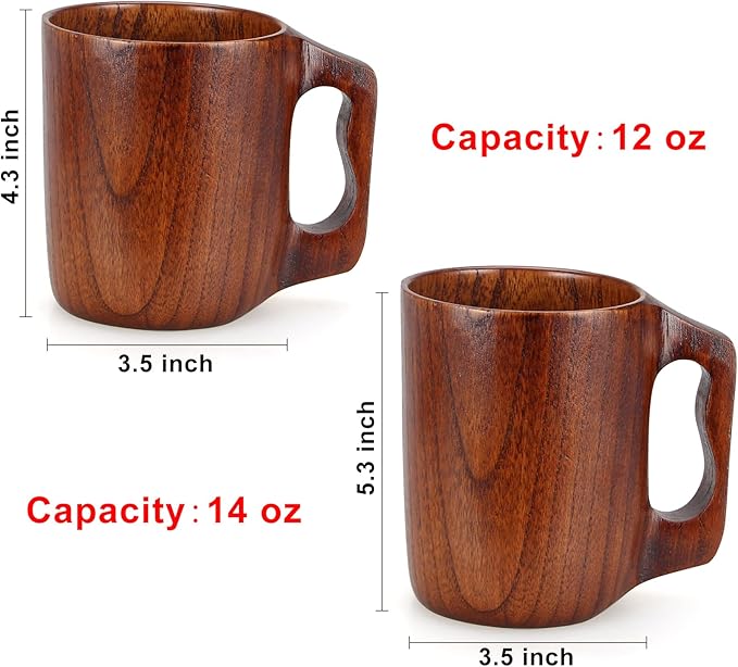 14 oz Wood Cup Coffee Mug for Men Mugs Gift Tankard Unique Small Wooden Man Cup Cool Drinking Portable Outdoor Viking Mug Fancy Cups Beer Mugs Steins Manly Unusual Father Day Men Gift