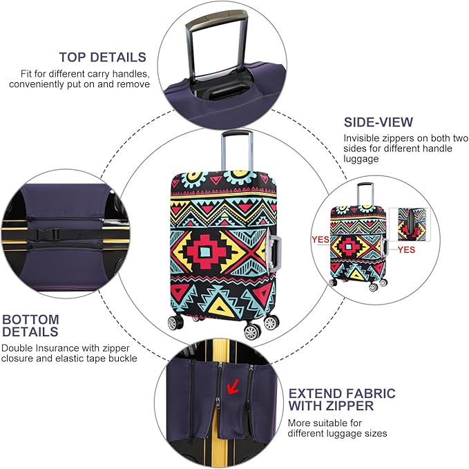 Travel Luggage Cover Elastic Sleeve 19"-20" Anti-Scratch Suitcase Protector Cover Size S, Bohemia