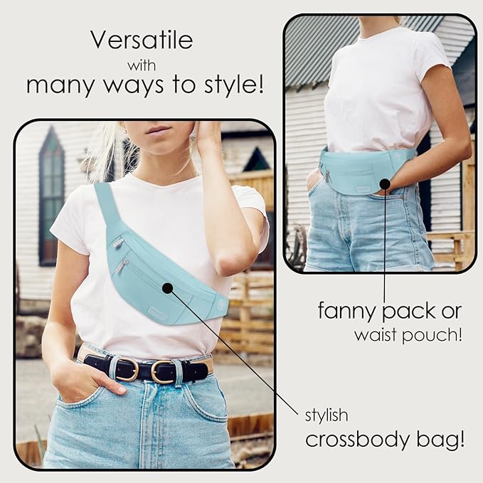 MAXTOP Large Crossbody Fanny Pack with 4-Zipper Pockets,Gifts for Enjoy Sports Festival Workout Traveling Running Casual Hands-Free Wallets Waist Pack Phone Bag Carrying All Phones