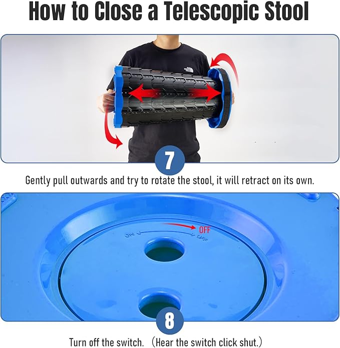 Doseno Upgraded Foldable Stool Thickened Set of 2, Portable Collapsible Stool Retractable Stool, Foldable Portable Collapsible Chair for Fishing, Hiking Tours, BBQ, Parties, Outdoor Activities (Blue)