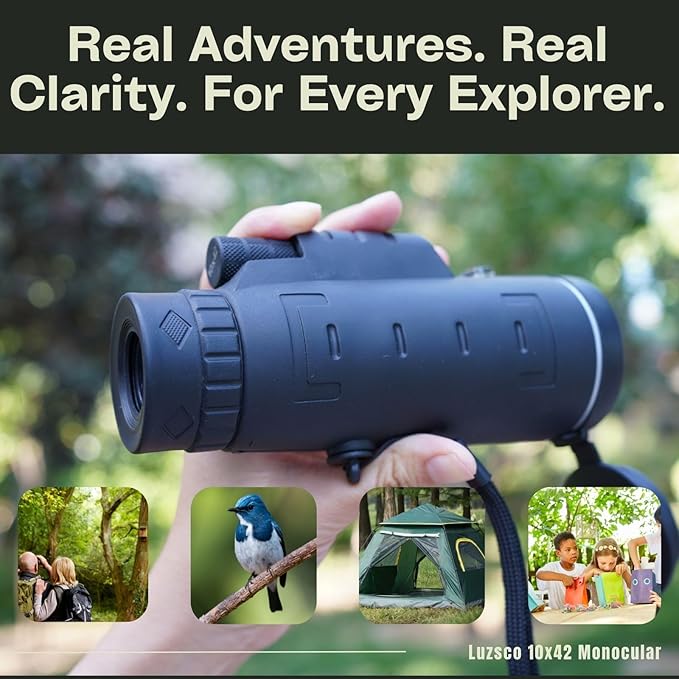 Monoculars for Adults High Powered 10x42 – Compact Waterproof Monocular Telescope with Tripod & Smartphone Adapter – Handheld Mini Pocket Telescope for Bird Watching, Hunting, Hiking, Travel & Gifts