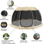 Alvantor Screen House Gazebo, 6-10-15 Person Pop Up Igloo Screened Canopy Tent with Mosquito Netting Sides, Instant UV Resistant Sun Shelter for Garden, Patio, Backyard