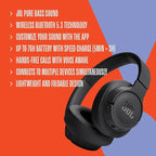 JBL Tune 720BT - Wireless Over-Ear Headphones with JBL Pure Bass Sound, Bluetooth 5.3, Up to 76H Battery Life and Speed Charge, Lightweight, Comfortable and Foldable Design (White)