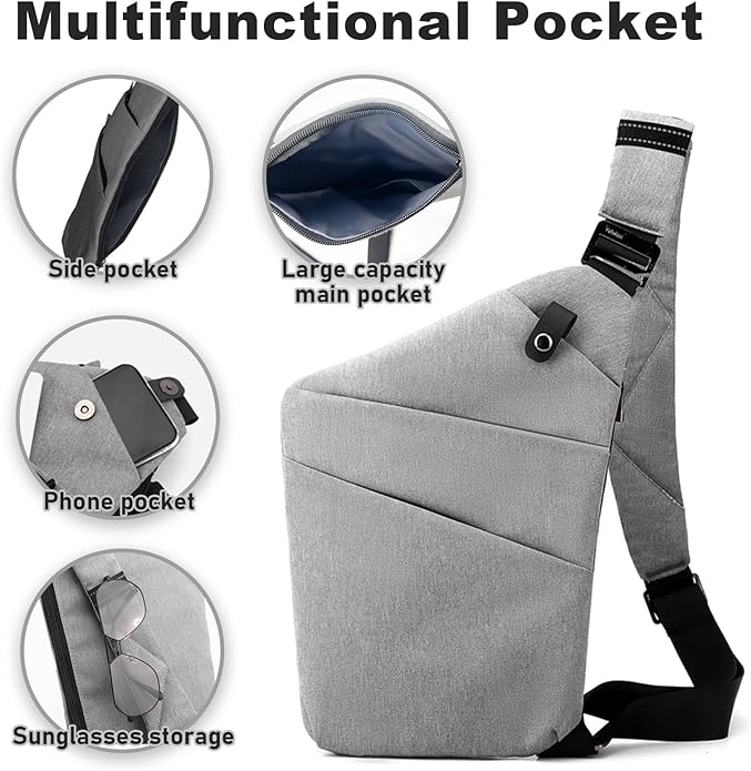 Anti Theft Travel Bag, One Shoulder Large Capacity Cross-body Bag Chest Fashion Lightweight Sling Bags for Travel Sports