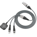3 in 2 Multi Charging Cable for Apple Watch, iPhone & Galaxy - USB C/Lightning/Micro Fast Charger, Compatible with iWatch Ultra/SE/10-1 & iPhone 16-12/S24 (4FT Nylon Braided)