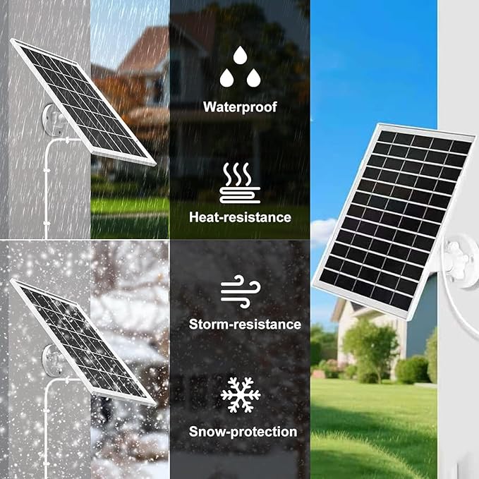 4 Pack 8W Solar Panel Charger Compatible with Arlo Essential Solar Panel Charger (2nd Generation, Arlo Essential Outdoor Camera & Essential Outdoor XL Camera 2nd Generation VMA6600，Pro 2K 6th Gen 2025