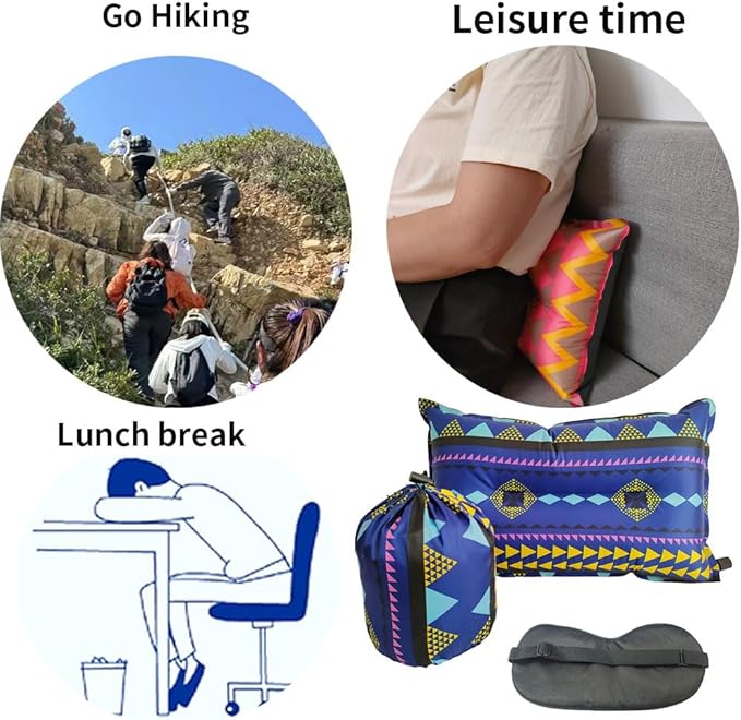 1Pack Inflatable Pillow-Camping Pillow - Air Pillows for Backpacking &Airplane,Hiking,Traveling,Neck Lumbar Support Blow Up Pillow,Compressible.