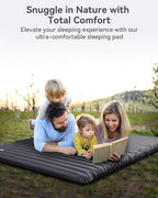 Hikenture Double Sleeping Pad for Camping, 4" Extra-Thick Camping Mattress 2 Person, Inflatable & Ultralight Sleeping Mat for Backpacking, Hiking (Grey Pumpsack, Full XL)