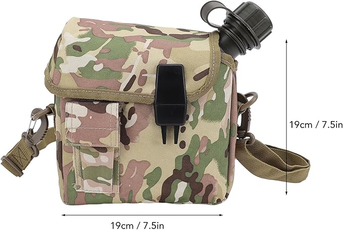 Outdoor Water Canteen, 1.5L Large Capacity Outdoor Water Bottle Handheld Portable Flat Camping with D Shaped Buckle & Adjustable Strap Buckle for Camping, Backpacking, Hiking