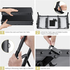 Folding Camping Table with Storage Net, 3ft Camping Table Aluminum Folding Table with 3 Adjustable Height Max 27.5 Inch Picnic Table Portable Table for Outdoor Backyard BBQ, Pure Black